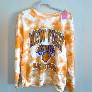 Hybrid NWT New York Knicks Basketball Orange Tie Dye Crewneck Sweatshirt size XL